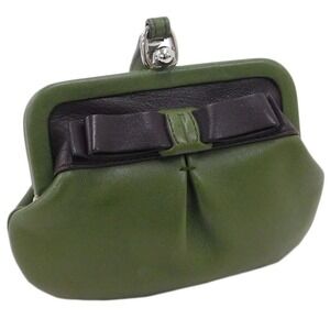 Salvatore Ferragamo Vara Clasp Purse Wallet Green Leather